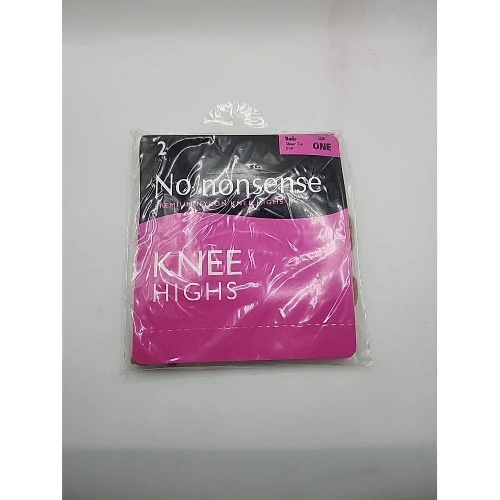VTG No Nonsense Nylon Knee High size ONE 029 SHEER TOE 2 pairs